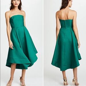C/MEO Collective Making Waves Emerald Green Strapless Fit & Flare Dress Small